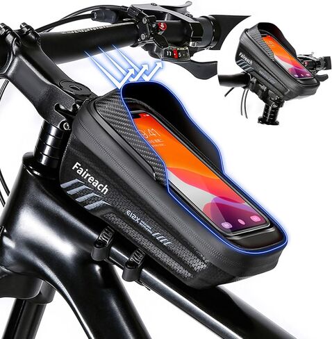 Upgraded Bike Phone Handlebar Bag with Quick Release Rack, Waterproof 3D Sun Visor Bike Frame Bag, Eva Bike Phone Mount Bag Support Touch Screen/Face ID For Smart Phones 6.8'' in Saudi Arabia