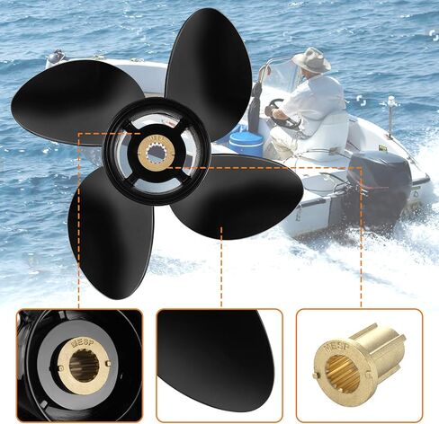 14 × 19 ترقية الألومنيوم قارب خارجي المروحة تناسب ميركوري إنجينز 135-300HP 4 شفرات 15 سبلين الأسنان قطع غيار المعدات الأصلية رقم 48-8M0084495، RH in Kuwait