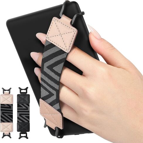 Moko Kindle Hand Strap for 6-8" Kindle eReaders Fire Tablet-Kindle/Kobo/Voyaga/Sony Kindle E-Book Tablet, High-Elasticity Lightweight Versatile Hand Strap Finger Grip Holder 2-Pack, Black+Shiny Black in Saudi Arabia