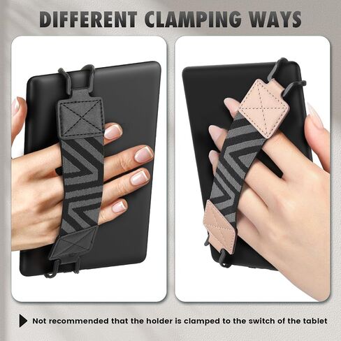 Moko Kindle Hand Strap for 6-8" Kindle eReaders Fire Tablet-Kindle/Kobo/Voyaga/Sony Kindle E-Book Tablet, High-Elasticity Lightweight Versatile Hand Strap Finger Grip Holder 2-Pack, Black+Shiny Black in Saudi Arabia
