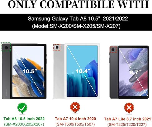 LRCXL Case for Samsung Galaxy Tab A8 10.5 Inch, Auto Wake/Sleep, 360 Degree Rotating Stand Case Cover for Galaxy Tab A8 10.5 Inch 2022 (SM-X200/X205/X207) (Black) in Kuwait