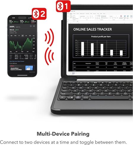 حافظة ZAGG Rugged Book iPad 10.9 بوصة (الجيل 10) - حافظة لوحة مفاتيح لاسلكية متينة، حماية من السقوط من الدرجة العسكرية، اقتران متعدد الأجهزة، لوحة مفاتيح بإضاءة خلفية قابلة للفصل، أسود in Saudi Arabia