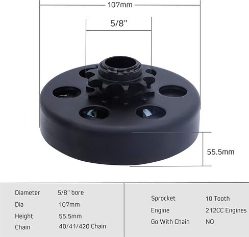 قابض طرد مركزي عمود 5/8 بوصة و10 أسنان 40/41/420 سلسلة ضرس متوافقة مع محرك جزازة العشب للدراجة الصغيرة Go-Karts in Kuwait