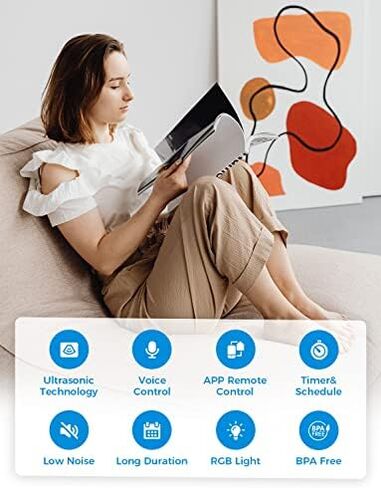 موزع روائح الزيوت العطرية من ميروس، 400 مل ناشر للعلاج العطري مع 4 مؤقتات و7 مصابيح LED ملونة، إيقاف تلقائي بدون ماء، أوضاع رذاذ مزدوجة، ناشرات رائحة بالموجات فوق الصوتية للمنزل والمكتب in Kuwait