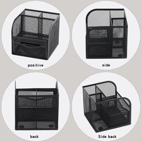 Mesh Desk Organizer, Metal Desk Pencil Pen holder for desk, Desktop Storage Pen Organizers, Office organization Home Art Supply Storage Box Multi-functional Caddy (Black) in Saudi Arabia