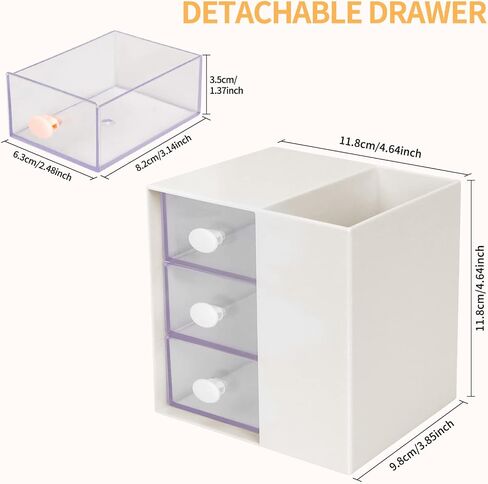Toplive Desk Pencil Pen Holder, Office Desk Organizers Desktop Storage Pen Organizers with 3 Independent Drawers Stationery Supplies for Office,School,Home,Pink in Saudi Arabia