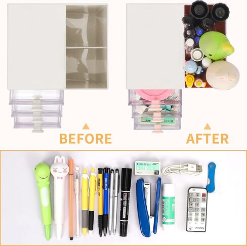 Toplive Desk Pencil Pen Holder, Office Desk Organizers Desktop Storage Pen Organizers with 3 Independent Drawers Stationery Supplies for Office,School,Home,Pink in Saudi Arabia