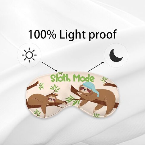 Funny Sloth Mode Eye Mask for Women Men Girls Boys Kids, Cute Novelty Animal Silk Blackout Eye Mask for Sleeping, Adjustable Straps Soft Lightweight Sleep Mask, Kids Boys Sleep Mask in Saudi Arabia