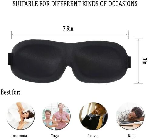 Pack of 2, Sleep Eye Mask for Men Women, 100% Sleeping Eye Mask for Night Sleeping 100% Blindfold, Relaxing Zero Pressure, Light Blocking, Ultra-Thin Sides, Side Sleeper in Saudi Arabia