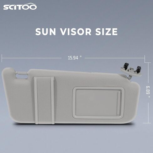 SCITOO Right Passenger Side Gray Sun Visor Assembly fit for 2006 2007 2008 2009 2010 2011 for Toyota Camry Without Sunroof(74310-06750-B0) in Kuwait