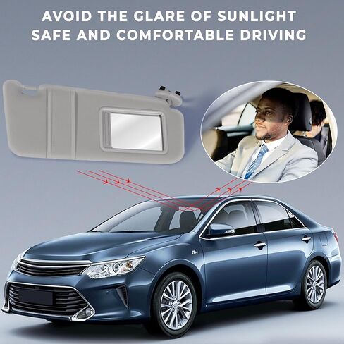 SCITOO Right Passenger Side Gray Sun Visor Assembly fit for 2006 2007 2008 2009 2010 2011 for Toyota Camry Without Sunroof(74310-06750-B0) in Kuwait