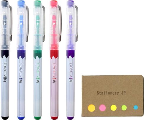Ohto Fude Ball Color Rollerball Pen 1.5 mm, 5 Colors Ink, 5-pack, Sticky Notes Value Set in Saudi Arabia