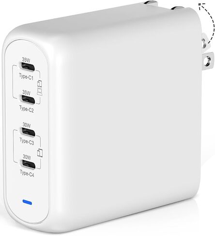 كتلة شاحن USB C بقوة 130 وات، شاحن حائط RARVEL 4 منافذ قابل للطي صغير الحجم لهاتف iPhone 15/14 وiPad Pro/Air وGalaxy S23/S22 وPixel وMotorola in Saudi Arabia