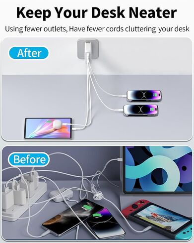 كتلة شاحن USB C بقوة 130 وات، شاحن حائط RARVEL 4 منافذ قابل للطي صغير الحجم لهاتف iPhone 15/14 وiPad Pro/Air وGalaxy S23/S22 وPixel وMotorola in Saudi Arabia