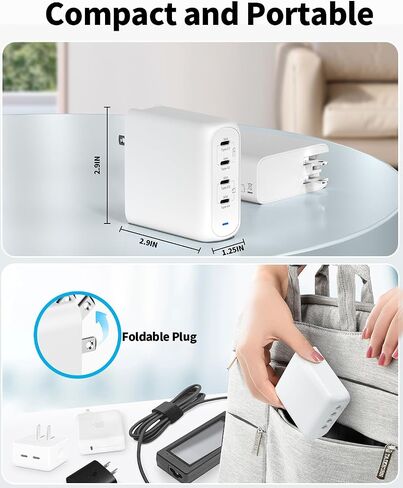 كتلة شاحن USB C بقوة 130 وات، شاحن حائط RARVEL 4 منافذ قابل للطي صغير الحجم لهاتف iPhone 15/14 وiPad Pro/Air وGalaxy S23/S22 وPixel وMotorola in Saudi Arabia