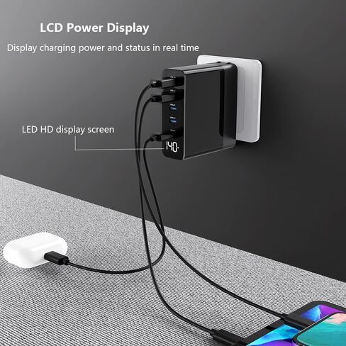 شاحن USB C بقوة 140 وات، محول طاقة شحن سريع CHIPOFY GaN بـ 5 منافذ LED PD 100W PPS 45W QC60W لأجهزة MacBook iPhone 14 Plus 13 12 Pro Max iPad Samsung Galaxy S22/S21 والمزيد in Kuwait