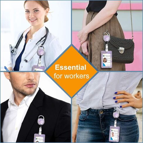 Plifal Badge Holder with Retractable Reel, Unique Leopard ID Name Tag Work Badge Clip Heavy Duty Vertical Card Protector Cover Case for Work Office Nurse Medical Student Teacher Women in Kuwait