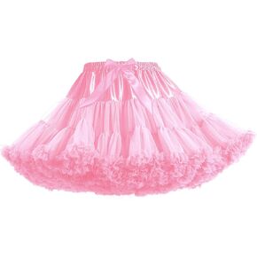 Women's Elastic Waist Chiffon Petticoat Puffy Tutu Tulle Skirt Princess Ballet Dance Pettiskirts Underskirt Pink in Saudi Arabia