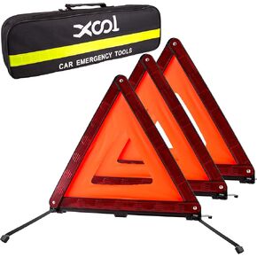 طقم مثلث تحذير الطوارئ Xool-مجموعة أمان على جانب الطريق مع مثلثات تحذير عاكسة ، سترات سلامة عالية الوضوح ، حقيبة تخزين وقفازات لانهيار السيارات وحالات الطوارئ in Kuwait