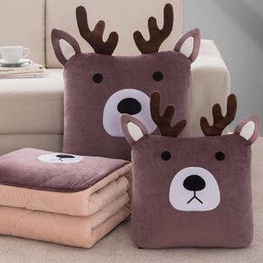 Car Dual-Use Body Pillow Blanket 50 x 50cm futon Integrated with Zipper Cushion Pink Gray Animal Pattern Car Blanket (Pattern 5 50 x 50cm) in Saudi Arabia
