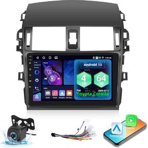 [2+64G] ستيريو سيارة Android 13 لسيارة Toyota Corolla 2009-2013 - Apple Carplay وAndroid Auto - راديو كورولا بشاشة لمس 9 بوصة 2.5D - صوت EQ/GPS/WiFi/SWC + كاميرا احتياطية AHD + ميكروفون in Kuwait