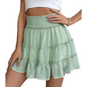 Seaform Women Chiffon Chifnts High Weist Cruffle Mini Tennis Tennis Golf Skirt Boho Summer Tier Tierts مع شورتات مدمجة in Kuwait