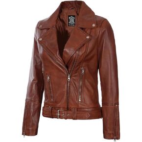 Decrum Real Leather Jacket Women – Asymmetrical Motorcycle Style Womens Leather Jacket in Saudi Arabia