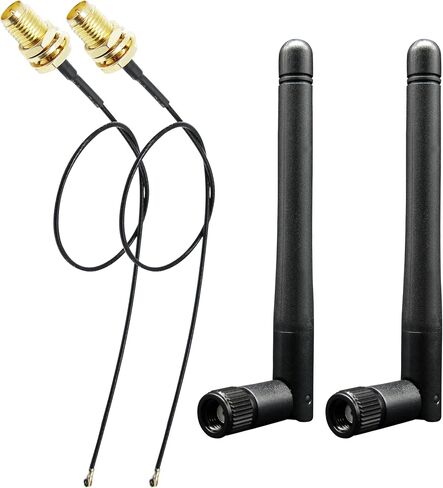 WiFi Antenna PC Bluetooth Antenna Dual Band 2.4Ghz 5Ghz 3dBi RP-SMA Male (with No Pin) for Gaming Motherboard, RV Camera, PCIE M.2 Wireless Card, Router - 2 Pack in Saudi Arabia