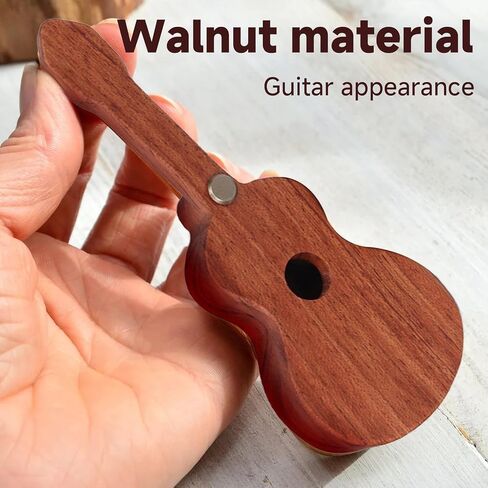 CustomGuitarPlectrumwithBox HomeWoodenDecorativeOrnamentGuitarMusicGiftCarMiniPendantGuitarAccessories Musician'sGuitarPlectrumGiftChristmasUniqueGift (Wood color (flower pear tree)) in Saudi Arabia
