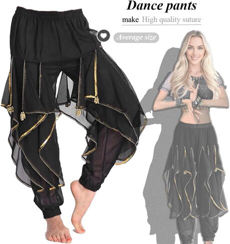 Women's Belly Dance Tribal for Harem Pants Halloween Trousers Bloomers Gold Trim Dance Pants in Kuwait