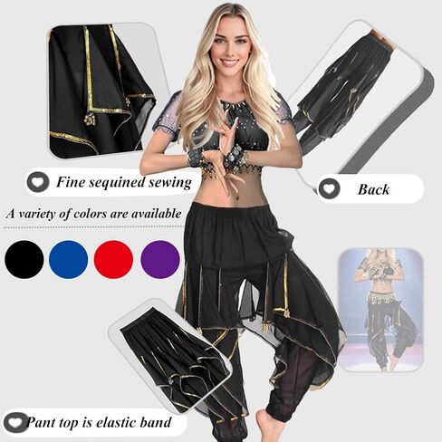 Women's Belly Dance Tribal for Harem Pants Halloween Trousers Bloomers Gold Trim Dance Pants in Kuwait