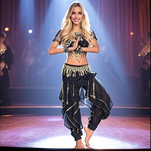 Women's Belly Dance Tribal for Harem Pants Halloween Trousers Bloomers Gold Trim Dance Pants in Kuwait
