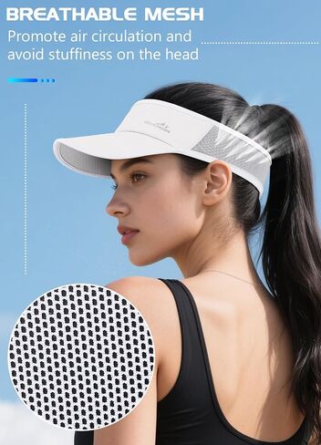 GXCROR Sports Sun Visor Hat Men Women, Lightweight Breathable Quick-Dry Visor Hat, UPF 50+ Tennis Golf Running Visor in Saudi Arabia