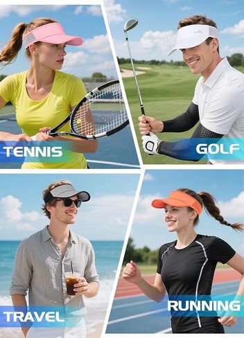 GXCROR Sports Sun Visor Hat Men Women, Lightweight Breathable Quick-Dry Visor Hat, UPF 50+ Tennis Golf Running Visor in Saudi Arabia