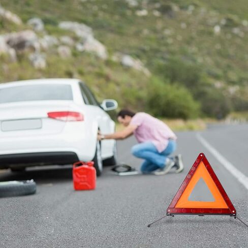 طقم مثلث تحذير الطوارئ Xool-مجموعة أمان على جانب الطريق مع مثلثات تحذير عاكسة ، سترات سلامة عالية الوضوح ، حقيبة تخزين وقفازات لانهيار السيارات وحالات الطوارئ in Kuwait