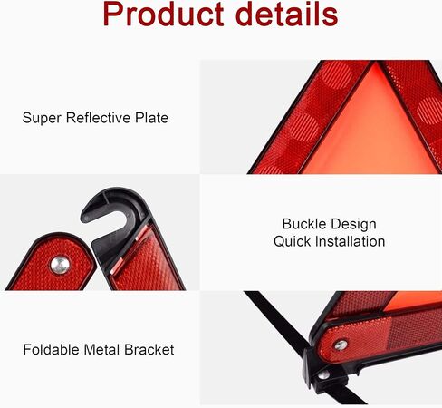 طقم مثلث تحذير الطوارئ Xool-مجموعة أمان على جانب الطريق مع مثلثات تحذير عاكسة ، سترات سلامة عالية الوضوح ، حقيبة تخزين وقفازات لانهيار السيارات وحالات الطوارئ in Kuwait