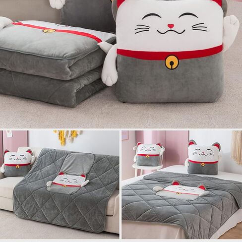 Car Dual-Use Body Pillow Blanket 50 x 50cm futon Integrated with Zipper Cushion Pink Gray Animal Pattern Car Blanket (Pattern 5 50 x 50cm) in Saudi Arabia