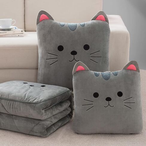 Car Dual-Use Body Pillow Blanket 50 x 50cm futon Integrated with Zipper Cushion Pink Gray Animal Pattern Car Blanket (Pattern 5 50 x 50cm) in Saudi Arabia