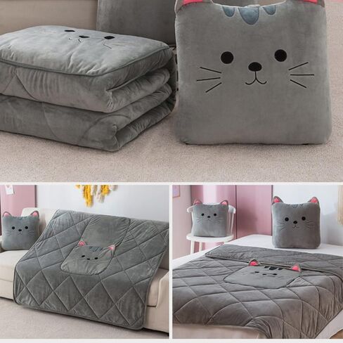 Car Dual-Use Body Pillow Blanket 50 x 50cm futon Integrated with Zipper Cushion Pink Gray Animal Pattern Car Blanket (Pattern 5 50 x 50cm) in Saudi Arabia