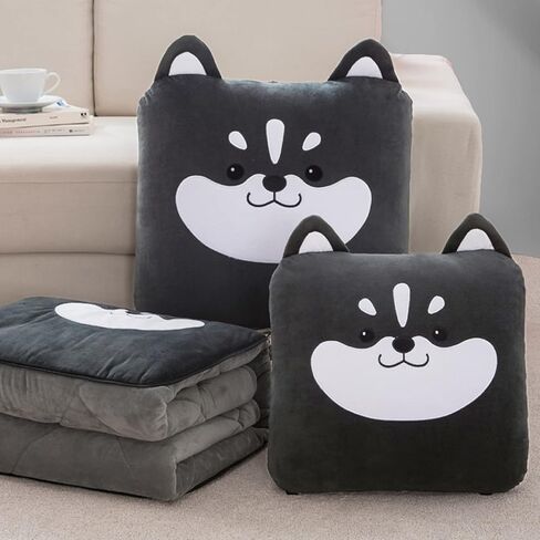Car Dual-Use Body Pillow Blanket 50 x 50cm futon Integrated with Zipper Cushion Pink Gray Animal Pattern Car Blanket (Pattern 5 50 x 50cm) in Saudi Arabia