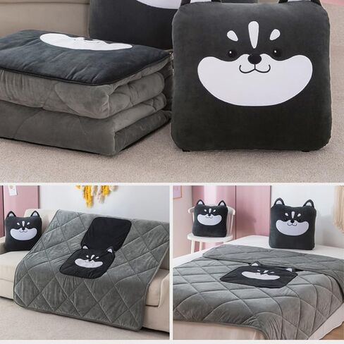 Car Dual-Use Body Pillow Blanket 50 x 50cm futon Integrated with Zipper Cushion Pink Gray Animal Pattern Car Blanket (Pattern 5 50 x 50cm) in Saudi Arabia
