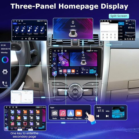 [2+64G] ستيريو سيارة Android 13 لسيارة Toyota Corolla 2009-2013 - Apple Carplay وAndroid Auto - راديو كورولا بشاشة لمس 9 بوصة 2.5D - صوت EQ/GPS/WiFi/SWC + كاميرا احتياطية AHD + ميكروفون in Kuwait