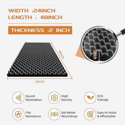 54 Pack Sound Proof Foam Panels |1"×12"×12" Quick-Recovery Soundproof Wall Panels | High Density Sound Dampening Panels for Home Studio |With Adhesive Stickers 270PCS (Black) in Kuwait