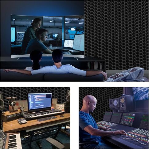 54 Pack Sound Proof Foam Panels |1"×12"×12" Quick-Recovery Soundproof Wall Panels | High Density Sound Dampening Panels for Home Studio |With Adhesive Stickers 270PCS (Black) in Kuwait