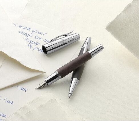 Faber-Castell Design E-Motion Pearwood Polished Chrome Dark Brown Mechanical Pencil 138381 in Saudi Arabia
