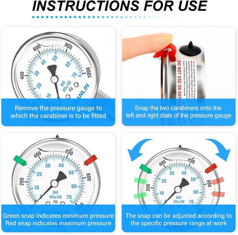 MEANLIN MEASURE 0~1000Psi Stainless Steel Liquid Filled Pressure Gauge 2.5" FACE DIAL 1/4" NPT for WOG Water Oil Air Back Mount with Stainless Steel Hex Bushing and Snaps in Kuwait