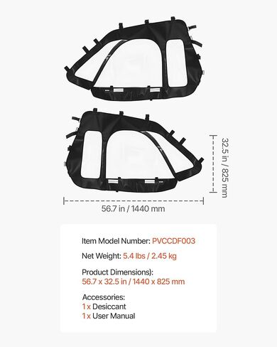 VEVOR Cab Enclosure Upper Doors, Compatible with Polaris RZR XP 1000/XP Turbo 2014-2023, Soft Upper Doors, Windproof Upgraded Zipper UTV Soft Side Window Kit, Work with Side Mirrors and Windshields in Saudi Arabia