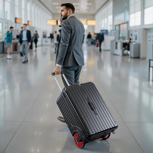 Extra Large Wheels 80L Luggage Hard Shell Suitcase Top Opening Hardside Travel Checked Luggage with TSA Lock (Black, 25-Inch) in Kuwait