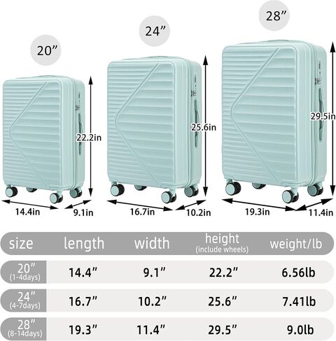 Merax 20 "/24"/28 "3 أجهزة كمبيوتر/مجموعة في أمتعة عجلات ABS ، حمل على حقيبة ، قفل مزيج in Saudi Arabia