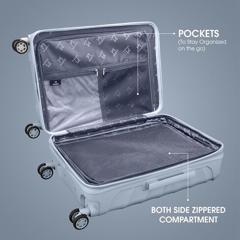 Maleta Crescent Chection-In 65 CMS Material ، Hardside Luggle Adgage متوسطة الحجم بحجم أكياس للأمتعة حقائب السفر للسفر (الأسود ، تسجيل الوصول) in Saudi Arabia